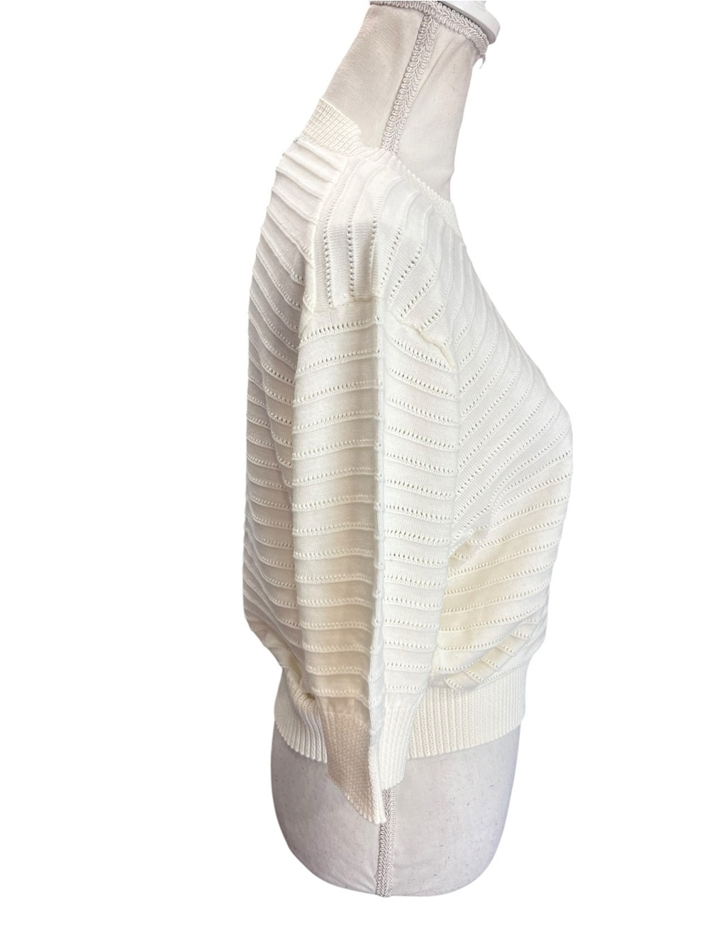 Frye 100% Cotton Cream Open Knit Dolman Sweater Large Coastal Bohemian NWT - Picture 3 of 7